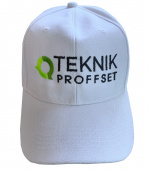Witte pet met Technikproffset logo
