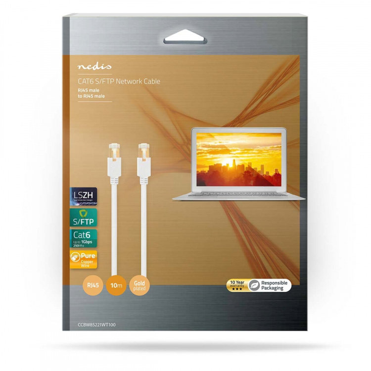 Nedis CAT6 Netwerkkabel | RJ45 Male | RJ45 Male | S/FTP | 10.0 m | Rond | LSZH / PVC | Wit | Window Box