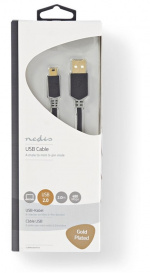 Nedis USB-Kabel | USB 2.0 | USB-A Male | USB Mini-B 5-Pins Male | 480 Mbps | Verguld | 2.00 m | Rond | PVC | Antraciet | Window Box Nedis USB-Kabel | USB 2.0 | USB-A Male | USB Mini-B 5-Pins Male | 480 Mbps | Verguld | 2.00 m | Rond | PVC | Antraciet | Window Box