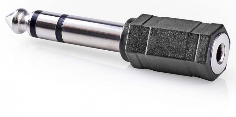 Nedis Stereo-Audioadapter | 6,35 mm Male | 3,5 mm Female | Verguld | Recht | ABS | Antraciet | 1 Stuks | Doos