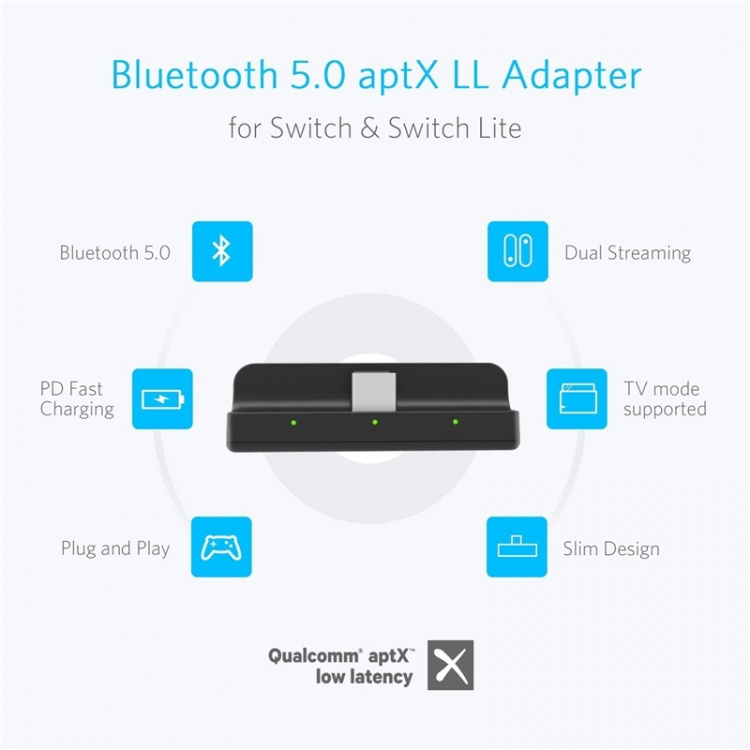 Invery Bluetooth-audiozender voor Nintendo Switch