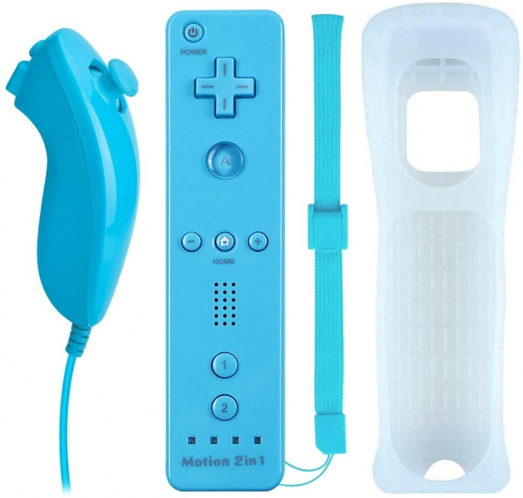 Remote Plus + Nunchuck voor Wii-Wii U, Lichtblauw