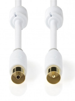 Nedis Coaxkabel | IEC (Coax) Male | IEC (Coax) Female | Verguld | 100 dB | 75 Ohm | Dubbel Afgeschermd | 10.0 m | Rond | PVC | Wit | Doos