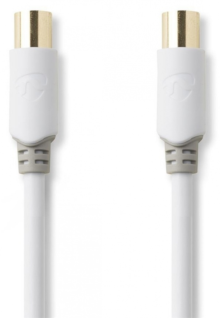 Nedis Coaxkabel | IEC (Coax) Male | IEC (Coax) Female | Verguld | 100 dB | 75 Ohm | Dubbel Afgeschermd | 10.0 m | Rond | PVC | Wit | Doos