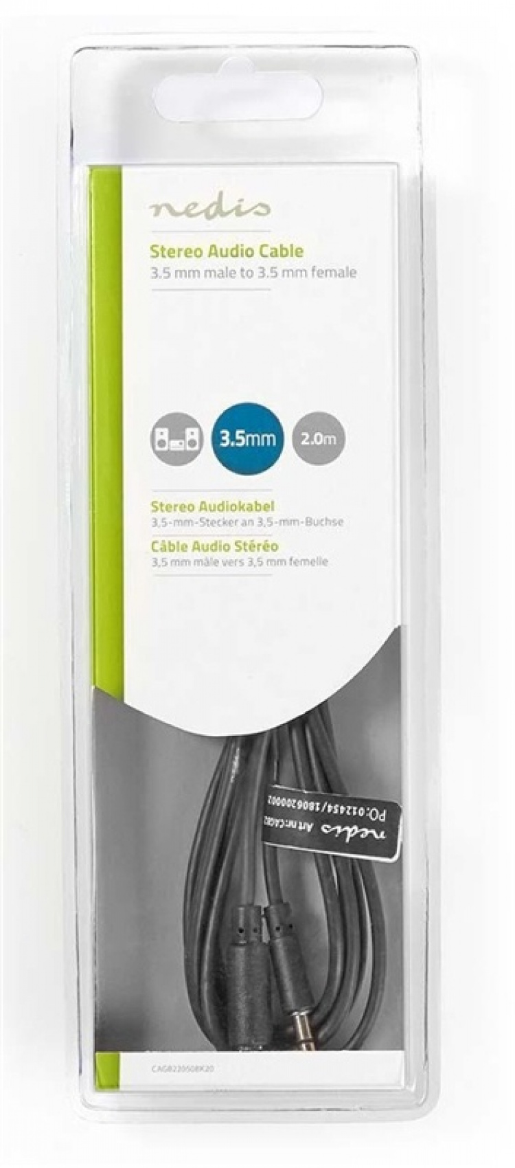 Nedis Stereo-Audiokabel | 3,5 mm Male | 3,5 mm Female | Vernikkeld | 2.00 m | Rond | Zwart | Doos Nedis Stereo-Audiokabel | 3,5 mm Male | 3,5 mm Female | Vernikkeld | 2.00 m | Rond | Zwart | Doos