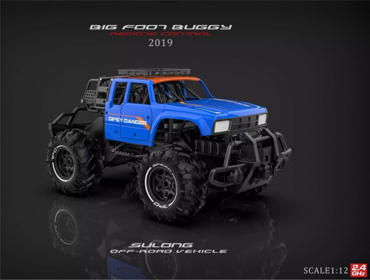 RC Big Foot Buggy 1:12, Blauw/Rood RC Big Foot Buggy 1:12, Blauw/Rood