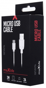 Maxlife microUSB snellaadkabel (2A) 3m, Wit