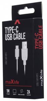 Maxlife USB-C oplaadkabel voor snel opladen (2A), 1m