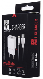 Maxlife Wandoplader MXTC-01 USB (1A) + Lightning-kabel, wit