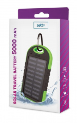 Setty powerbank met zonnecellen, 5000 mAh, Groen