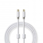 Nedis Coaxkabel | IEC (Coax) Male | IEC (Coax) Female | Vernikkeld | 90 dB | 75 Ohm | Dubbel Afgeschermd | 10.0 m | Rond | PVC | Wit | Envelop