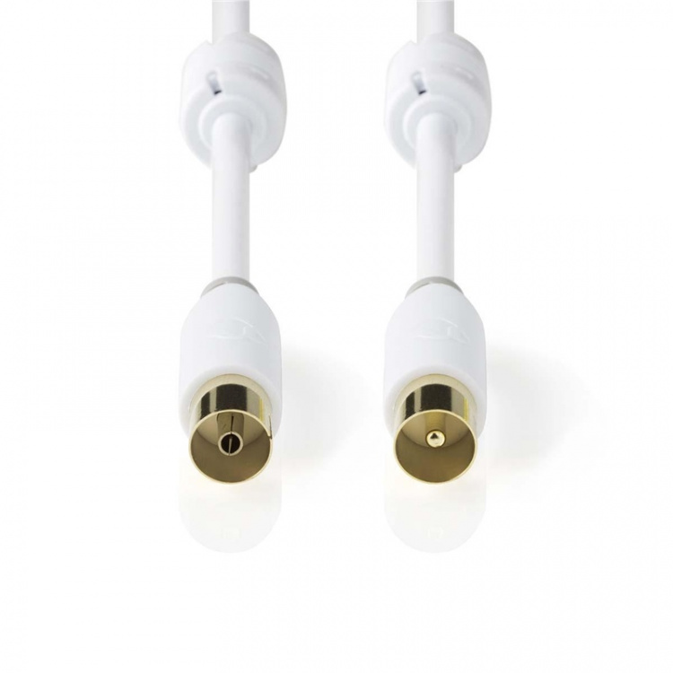 Nedis Coaxkabel | IEC (Coax) Male | IEC (Coax) Female | Vernikkeld | 90 dB | 75 Ohm | Dubbel Afgeschermd | 10.0 m | Rond | PVC | Wit | Envelop