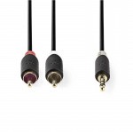 Nedis Stereo-Audiokabel | 3,5 mm Male | 2x RCA Male | Verguld | 2.00 m | Rond | Antraciet | Doos Nedis Stereo-Audiokabel | 3,5 mm Male | 2x RCA Male | Verguld | 2.00 m | Rond | Antraciet | Doos