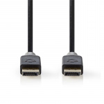 Nedis DisplayPort-Kabel | DisplayPort Male | DisplayPort Male | 4K@60Hz | Verguld | 2.00 m | Rond | PVC | Antraciet | Doos