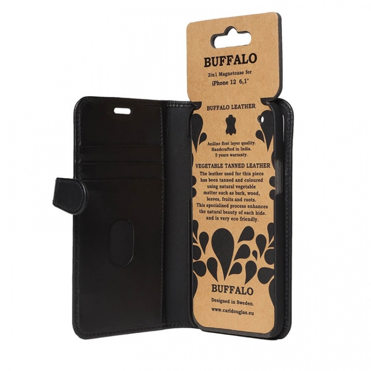 BUFFALO Wallet Leather Black 3 Cardpockets iPhone 12 / 12 Pro