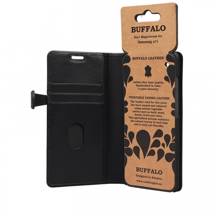 BUFFALO Wallet Leather Black 3 Cardpockets Samsung Galaxy A71 BUFFALO Wallet Leather Black 3 Cardpockets Samsung Galaxy A71
