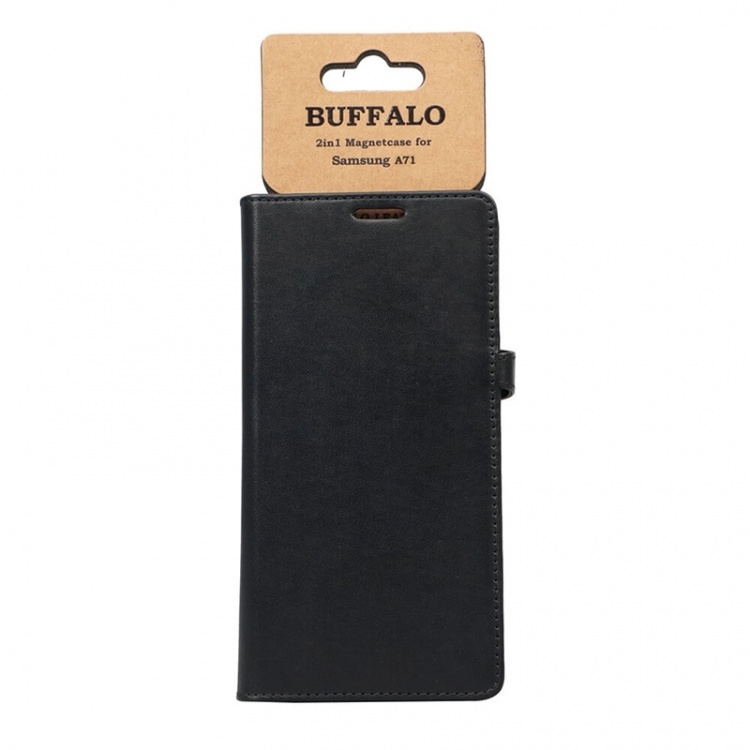 BUFFALO Wallet Leather Black 3 Cardpockets Samsung Galaxy A71 BUFFALO Wallet Leather Black 3 Cardpockets Samsung Galaxy A71