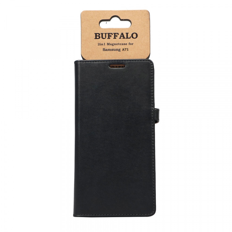 BUFFALO Wallet Leather Black 3 Cardpockets Samsung Galaxy A71 BUFFALO Wallet Leather Black 3 Cardpockets Samsung Galaxy A71