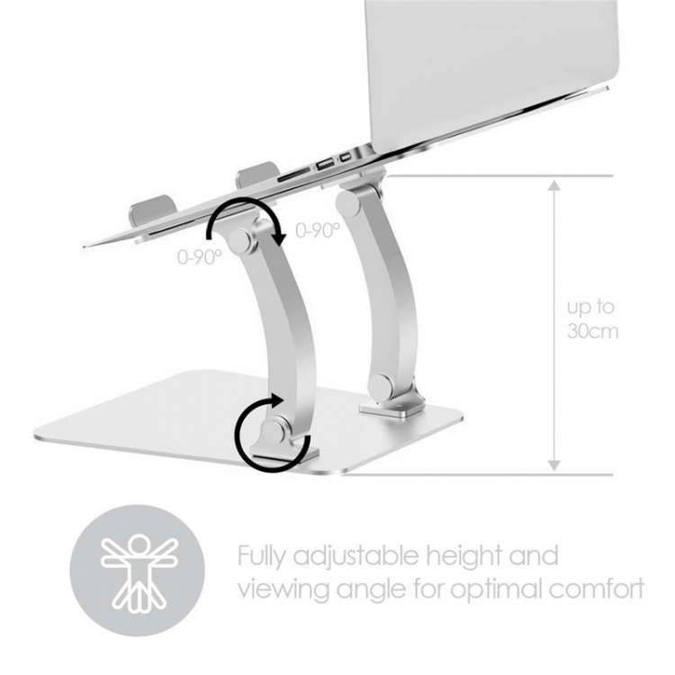 DESIRE2 Deskstand Dual Pivot Riser Adjustable Aluminum Silver