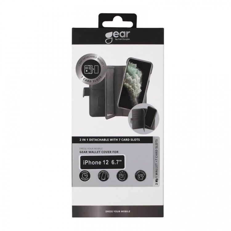 GEAR Wallet Black 7 Cardpockets iPhone 12 Pro Max 2in1 Magnetcover GEAR Wallet Black 7 Cardpockets iPhone 12 Pro Max 2in1 Magnetcover