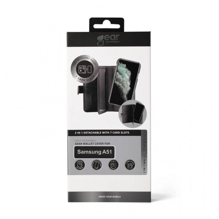 GEAR Wallet Black 7 Cardpockets Samsung Galaxy A51 2in1 Magnetcover GEAR Wallet Black 7 Cardpockets Samsung Galaxy A51 2in1 Magnetcover