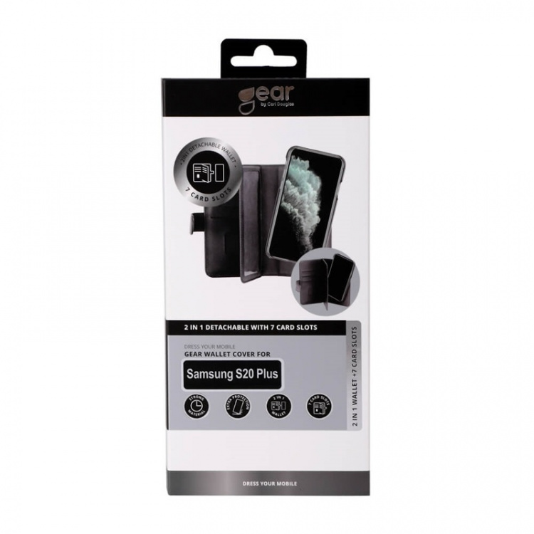 GEAR Wallet Black 7 Cardpockets Samsung Galaxy S20 Plus 2in1 Magnetcover