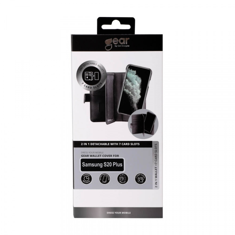 GEAR Wallet Black 7 Cardpockets Samsung Galaxy S20 Plus 2in1 Magnetcover