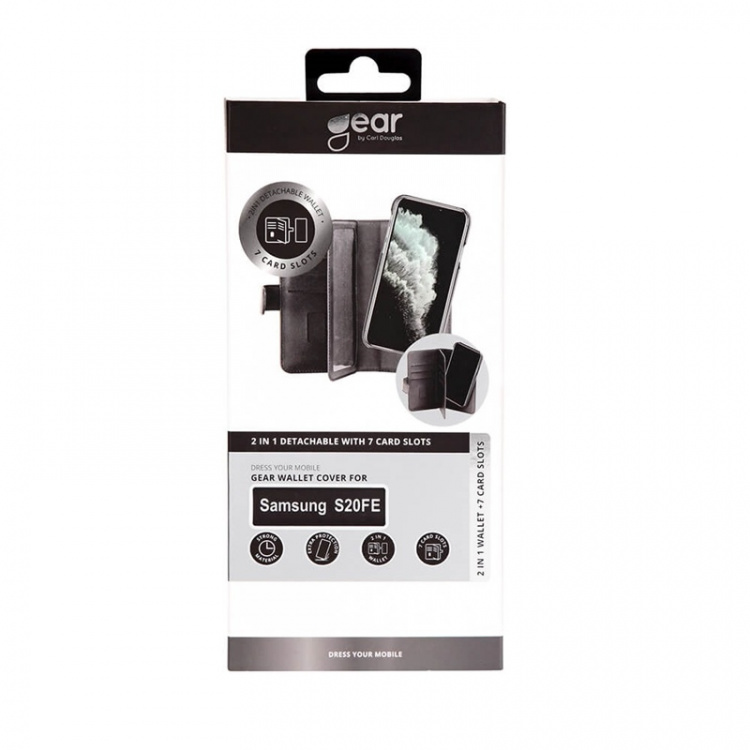 GEAR Wallet Black 7 Cardpockets Samsung S20FE 2in1 Magnetcover