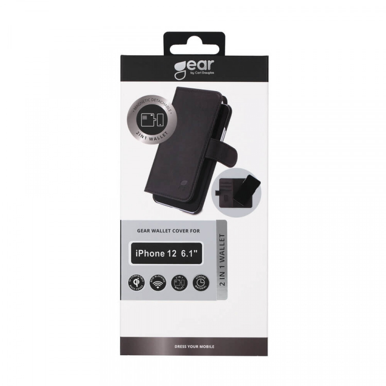 GEAR Wallet Black 3 Cardpockets iPhone 12 / 12 Pro 2in1 Magnetcover GEAR Wallet Black 3 Cardpockets iPhone 12 / 12 Pro 2in1 Magnetcover