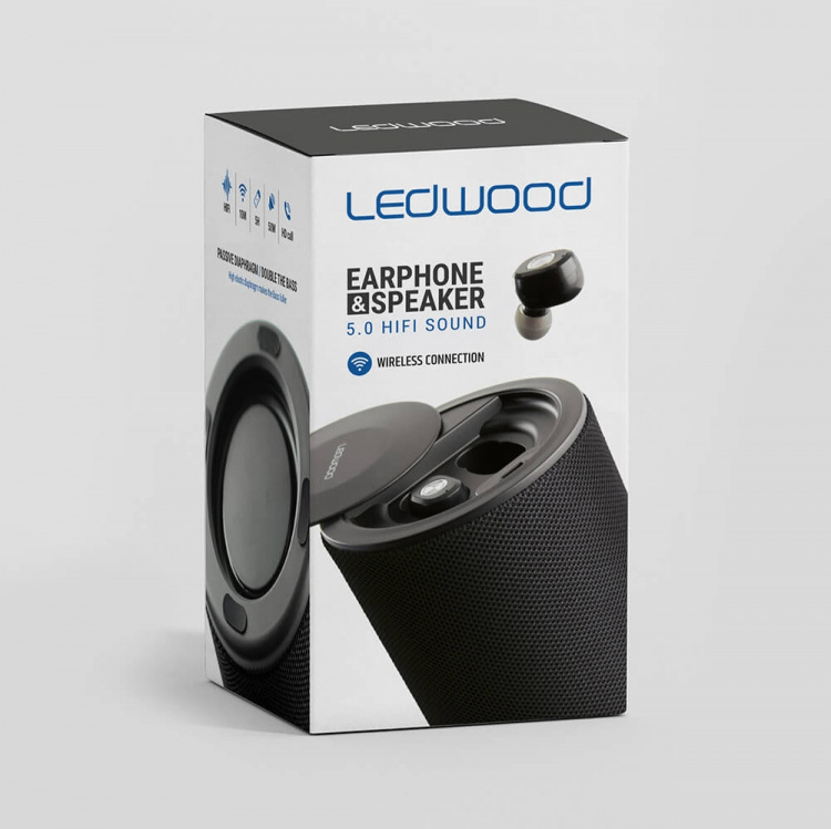 LEDWOOD Speaker and TWS T9 2in1 Black