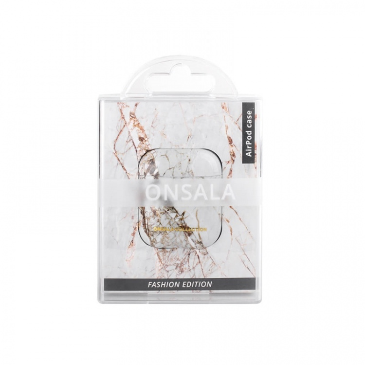 ONSALA COLLECTION Airpods case White Rhino Marble
