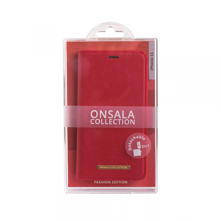 ONSALA COLLECTION Mobile Wallet Saffiano Red iPhone 12 Mini ONSALA COLLECTION Mobile Wallet Saffiano Red iPhone 12 Mini