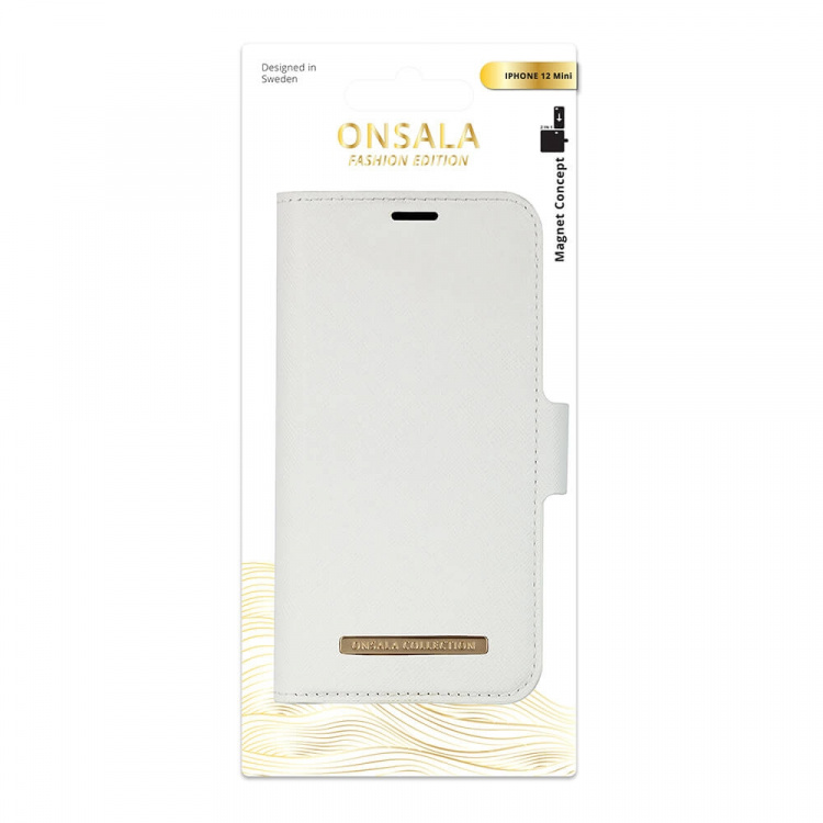 ONSALA COLLECTION Mobile Wallet Saffiano White iPhone 12 Mini