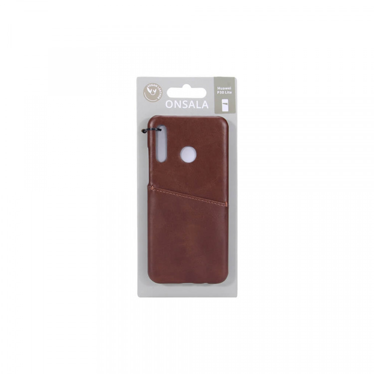 ONSALA Mobile Cover Brown with Cardpocket Huawei P30 Lite  ONSALA Mobile Cover Brown with Cardpocket Huawei P30 Lite