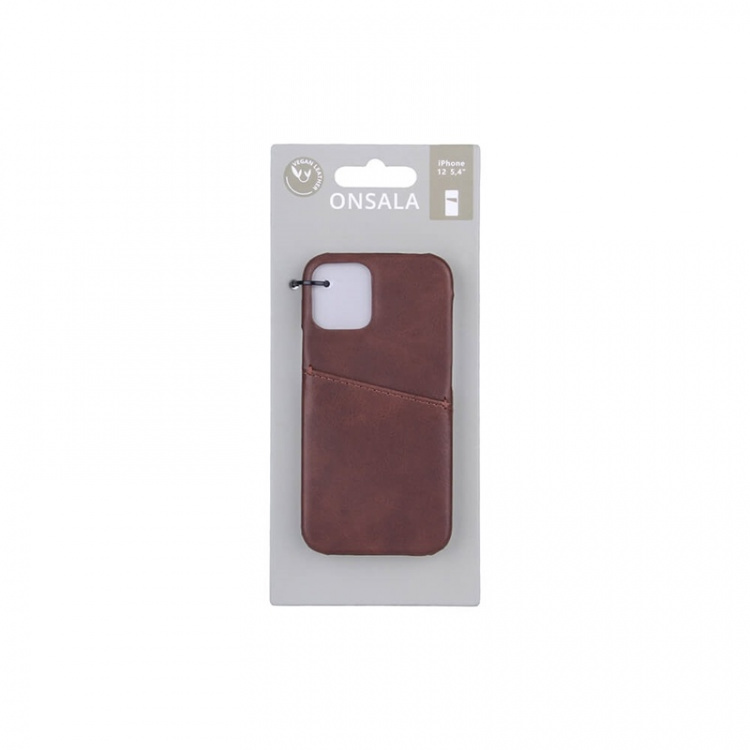 ONSALA Mobile Cover Brown with Cardpocket iPhone 12 Mini