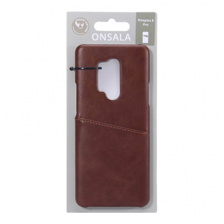 ONSALA Mobile Cover Brown with Cardpocket Oneplus 8 Pro 