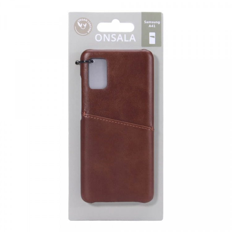 ONSALA Mobile Cover Brown with Cardpocket Samsung Galaxy A41  ONSALA Mobile Cover Brown with Cardpocket Samsung Galaxy A41