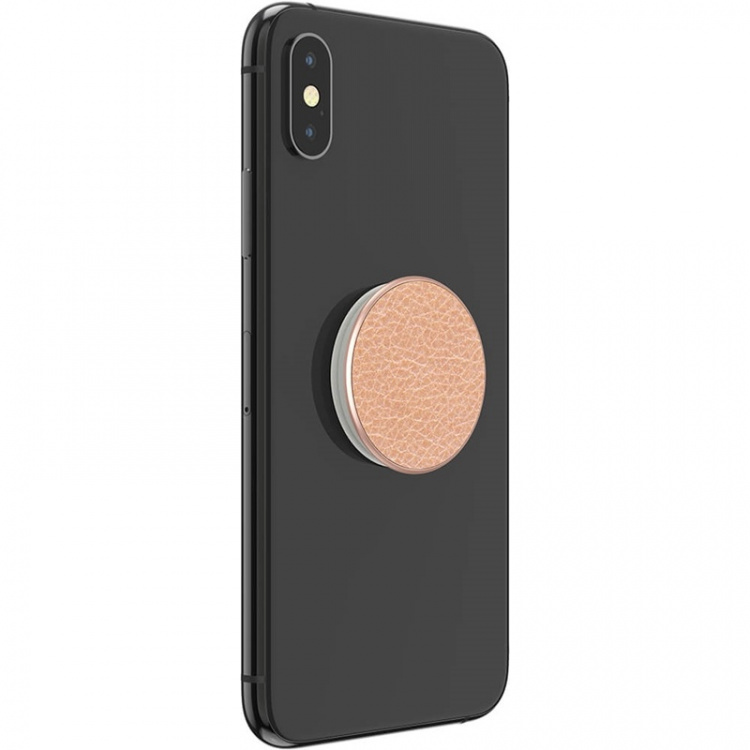 POPSOCKETS Pebbled Vegan Leather Rose Gold Removable Grip with Standfunction Premium 