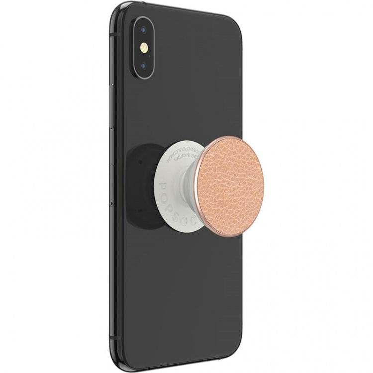 POPSOCKETS Pebbled Vegan Leather Rose Gold Removable Grip with Standfunction Premium 