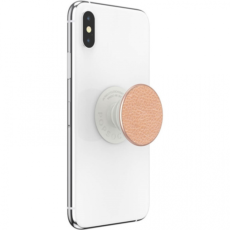 POPSOCKETS Pebbled Vegan Leather Rose Gold Removable Grip with Standfunction Premium 