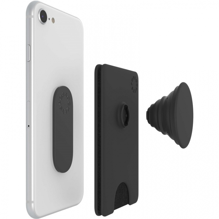 POPSOCKETS Wallet Black Removable Grip and PopWallet+