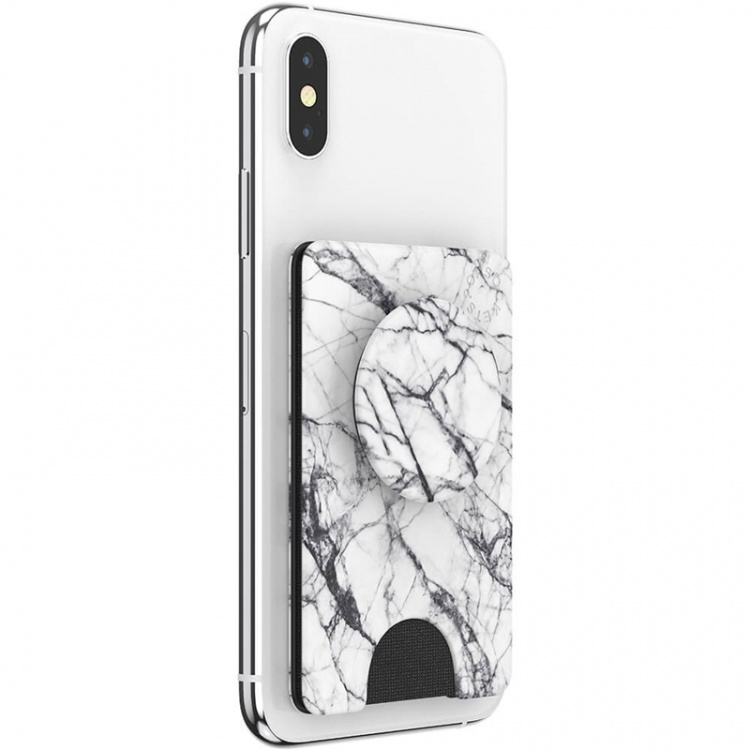 POPSOCKETS Wallet Dove White Marble Removable Grip and PopWallet+