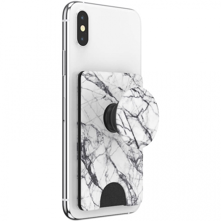 POPSOCKETS Wallet Dove White Marble Removable Grip and PopWallet+