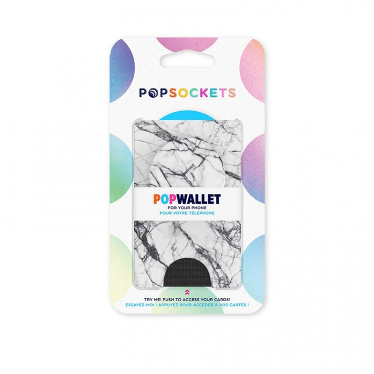 POPSOCKETS Wallet Dove White Marble Removable Grip and PopWallet+