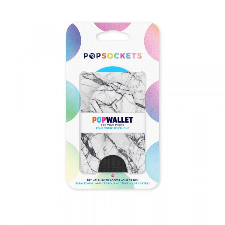 POPSOCKETS Wallet Dove White Marble Removable Grip and PopWallet+
