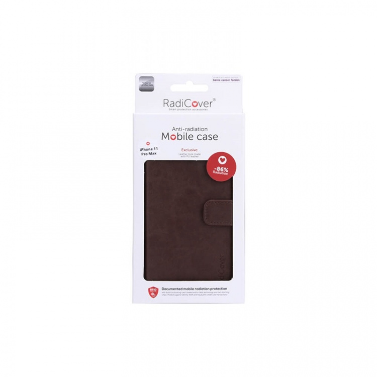 Radicover Stralingsbescherming Portemonnee Hoesje PU iPhone 11 Pro Max Flipcover Bruin 3-Led RFID