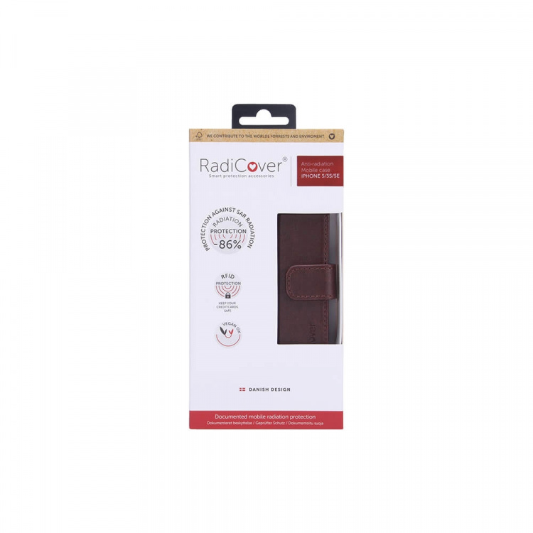 RADICOVER Radiation protected Mobilewallet PU iPhone 5/5S/SE Flipcover Brown RADICOVER Radiation protected Mobilewallet PU iPhone 5/5S/SE Flipcover Brown