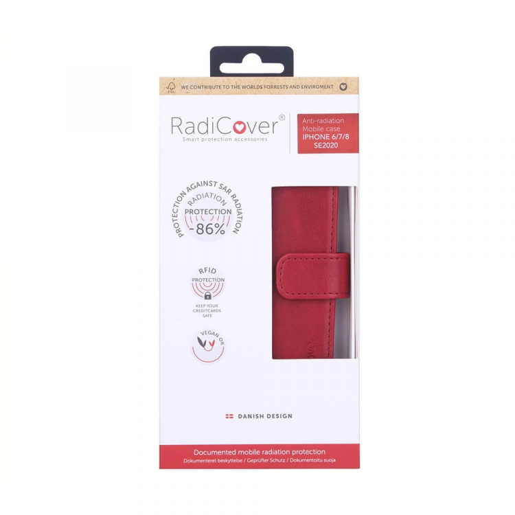 RADICOVER Radiationprotected Mobilewallet PU iPhone 6/7/8/SE Flipcover Red