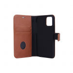 RADICOVER Radiation protected Mobilewallet Leather iPhone 12/12 Pro 2in1 Magnet Brown 3-Led RFID