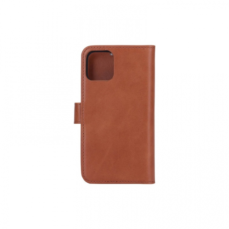 RADICOVER Radiation protected Mobilewallet Leather iPhone 12/12 Pro 2in1 Magnet Brown 3-Led RFID